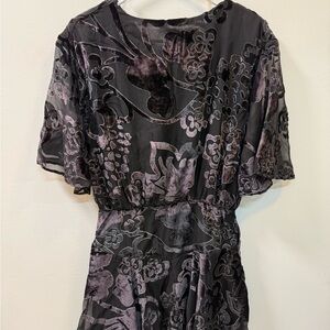 Nwot Women's Black Manuka Floral Crushed Velvet Mini Dress Free People